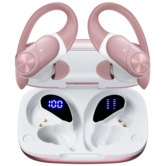 VEAT00L V6 Bluetooth Headphones Wireless Earbuds 88Hrs Playback Sport Ear Buds with Earhook Digital Display Charging Case IPX7 Waterproof Earbud Deep Bass Running Earphones for iOS Android Cellphone