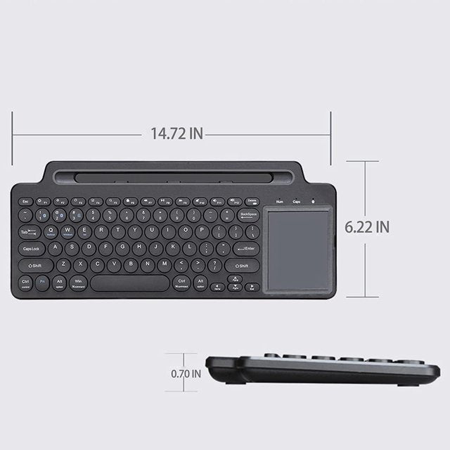 Bluetooth Keyboard, Dual Mode (BT 5.3+2.4G) Wireless Keyboard with Touchpad Computer Keyboard for Windows PC Laptop iPad Smartphone Tablet Android Mac, Black
