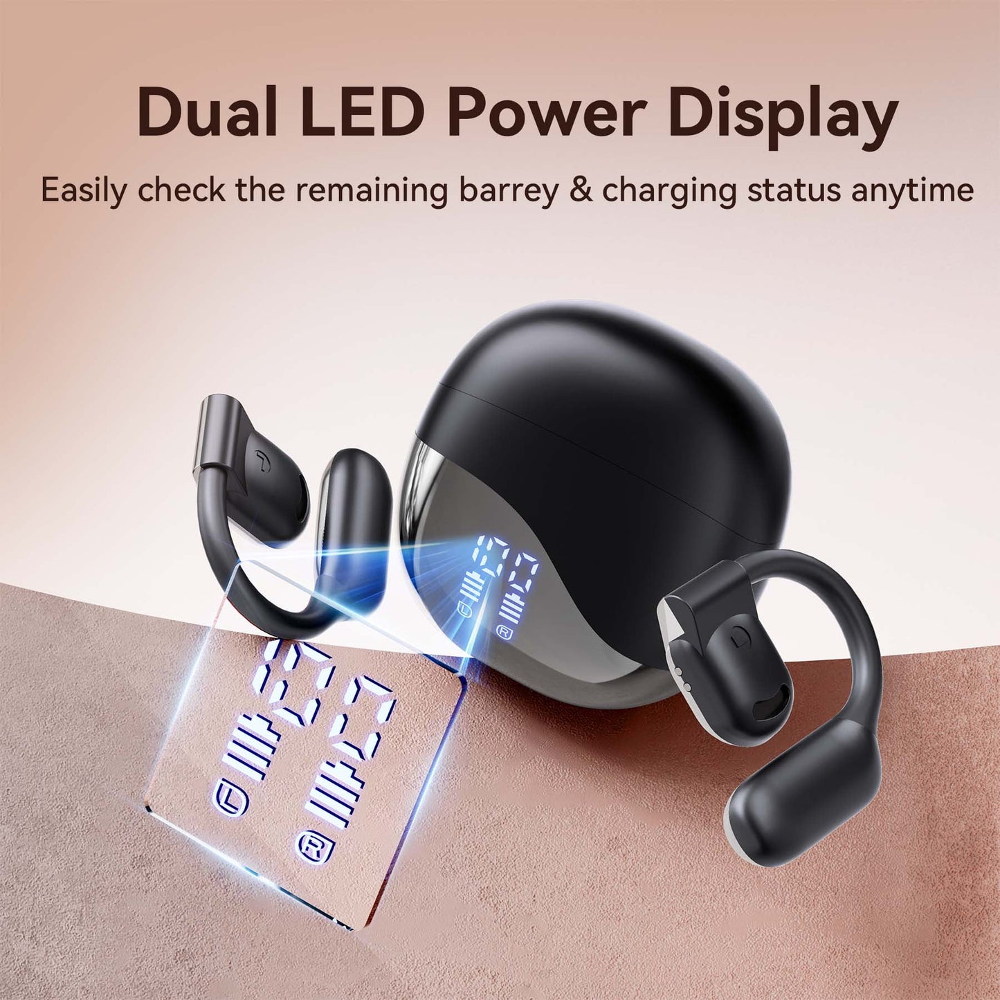 VEATOOL Wireless Earbuds Open Ear Headphone Sport, Bluetooth 5.4 Earbud, 50Hrs Earphone with Earhook, Noise Cancelling Mic,Light Weight Comfortable Fit,Suitable for Running,Workouts