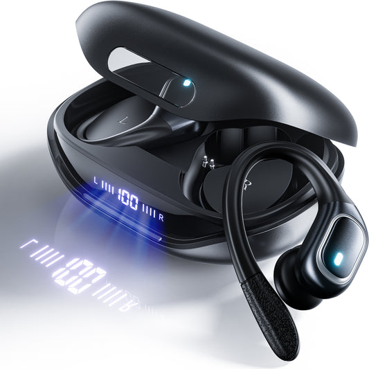 VEATOOL Wireless Earbuds Bluetooth 5.3 Headphones with 80H Playback, IPX7 Waterproof Over Ear Buds with LED Power Display for Sports Running Workouts