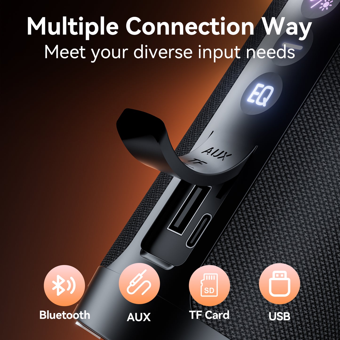 VEATOOL Portable Bluetooth Speaker, IPX5 Waterproof, Stereo Sound, 12H Playtime, Bluetooth 5.3, RGB Lights, Outdoor Speaker