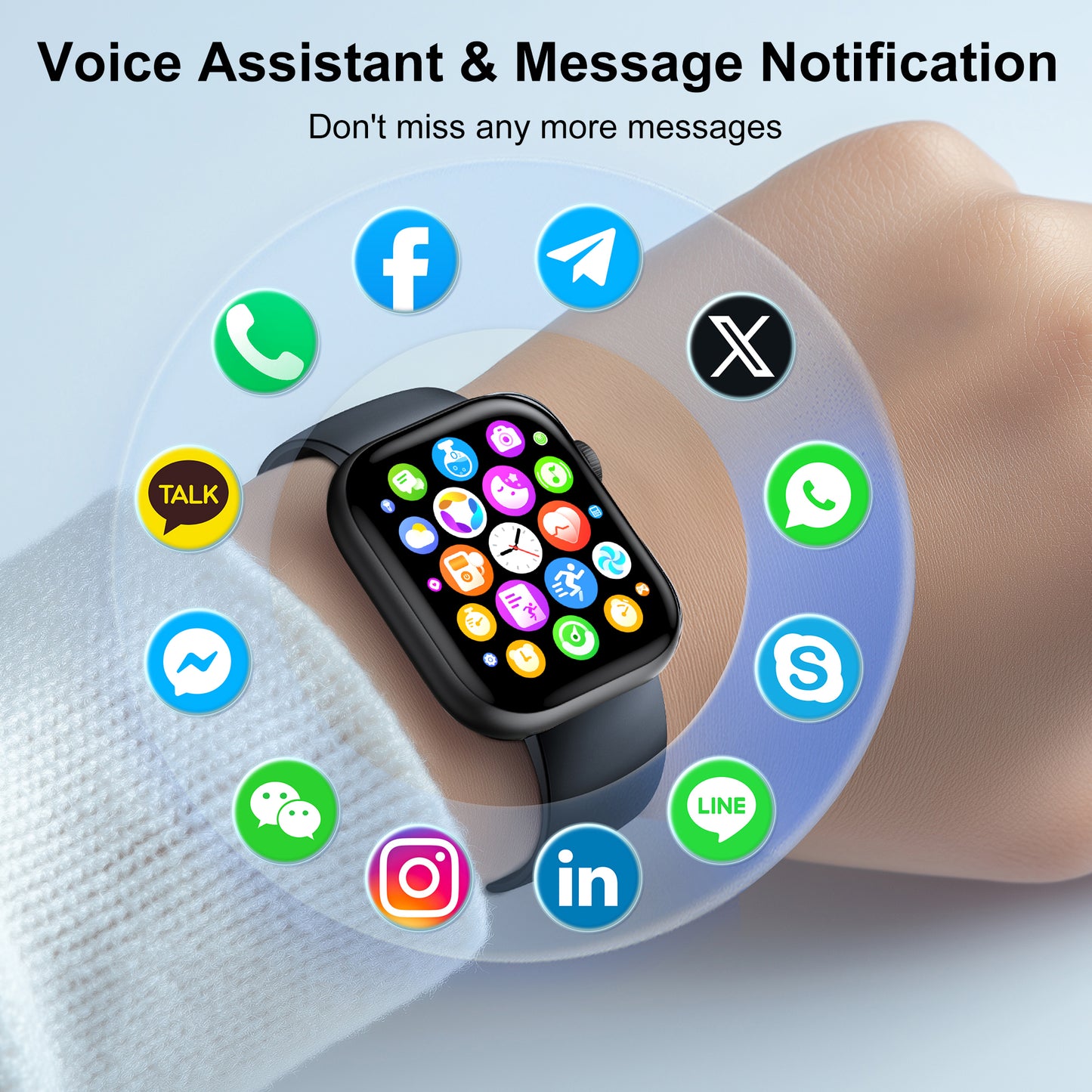 Smart Watch for Men Women, Fitness Tracker 2.01" HD, Bluetooth Call, IP68 Waterproof, 180+ Sports Modes, Health & Sleep, Android iOS