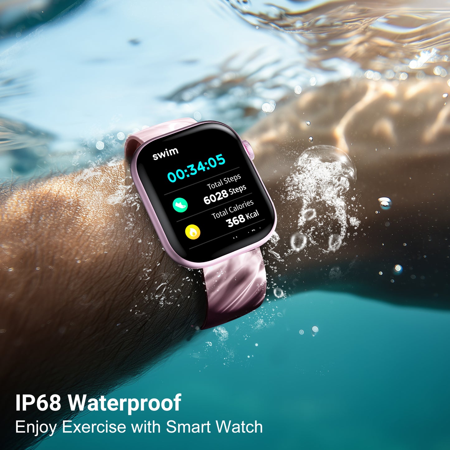 Smart Watch for Men Women, 2.01" HD Touchscreen, Bluetooth Call, IP68 Waterproof, 180+ Sports Modes, Health & Sleep Tracker, for Android iOS, Pink