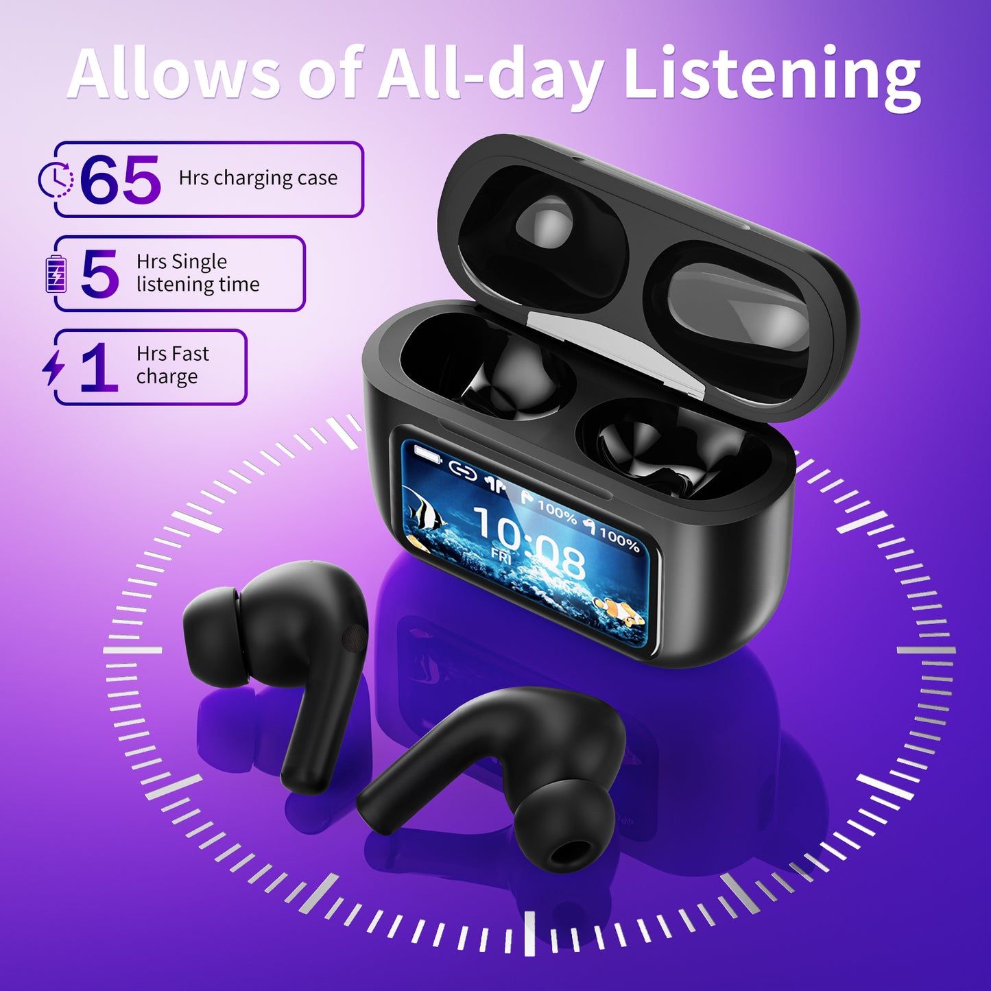 VEAT00L Wireless Earbuds Bluetooth Headphone Sport, Bluetooth 5.4 Earbud, 72Hrs Earphone with Earhook, Mic(副本)