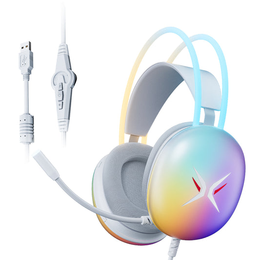 Gaming Headset with Microphone, Compatible with PS4 PS5 Xbox One PC Laptop, Over-Ear Headphones with LED Light, Noise Canceling Mic, 7.1 Stereo Surround Sound,Soft Earmuffs for Nintendo Series X|S