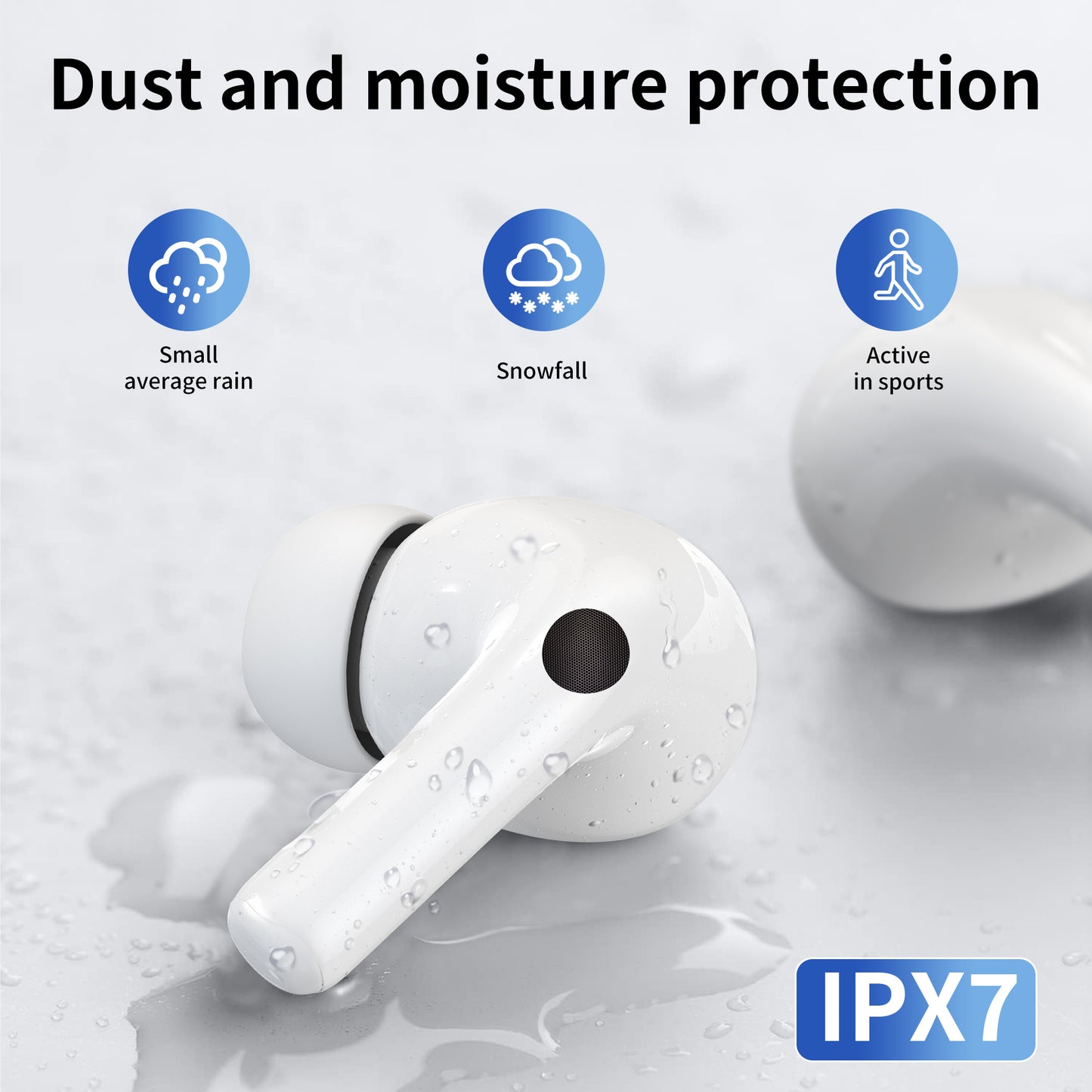 Wireless Bluetooth Touchscreen Earbuds,75H Bass Stereo Ear Buds with 6 EQ Modes,Multifunction LED Full Color Touchscreen Wireless Earphones with ENC Mic,ANC Noise Cancelling/Transparency Mode