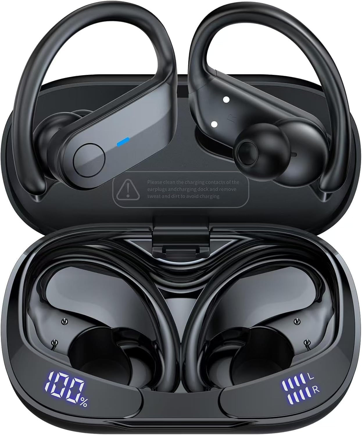 VEATOOL T8 Wireless Earbuds Bluetooth Headphones Sport, 2025 Bluetooth Earbuds Stereo Ear Buds, Noise Cancelling Mic, IPX7 Waterproof Headset for Workout/Running Black
