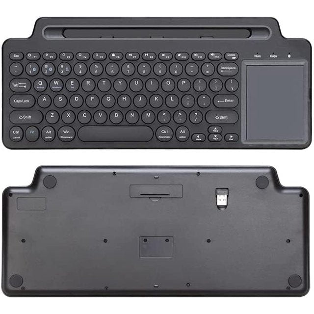 Bluetooth Keyboard, Dual Mode (BT 5.3+2.4G) Wireless Keyboard with Touchpad Computer Keyboard for Windows PC Laptop iPad Smartphone Tablet Android Mac, Black