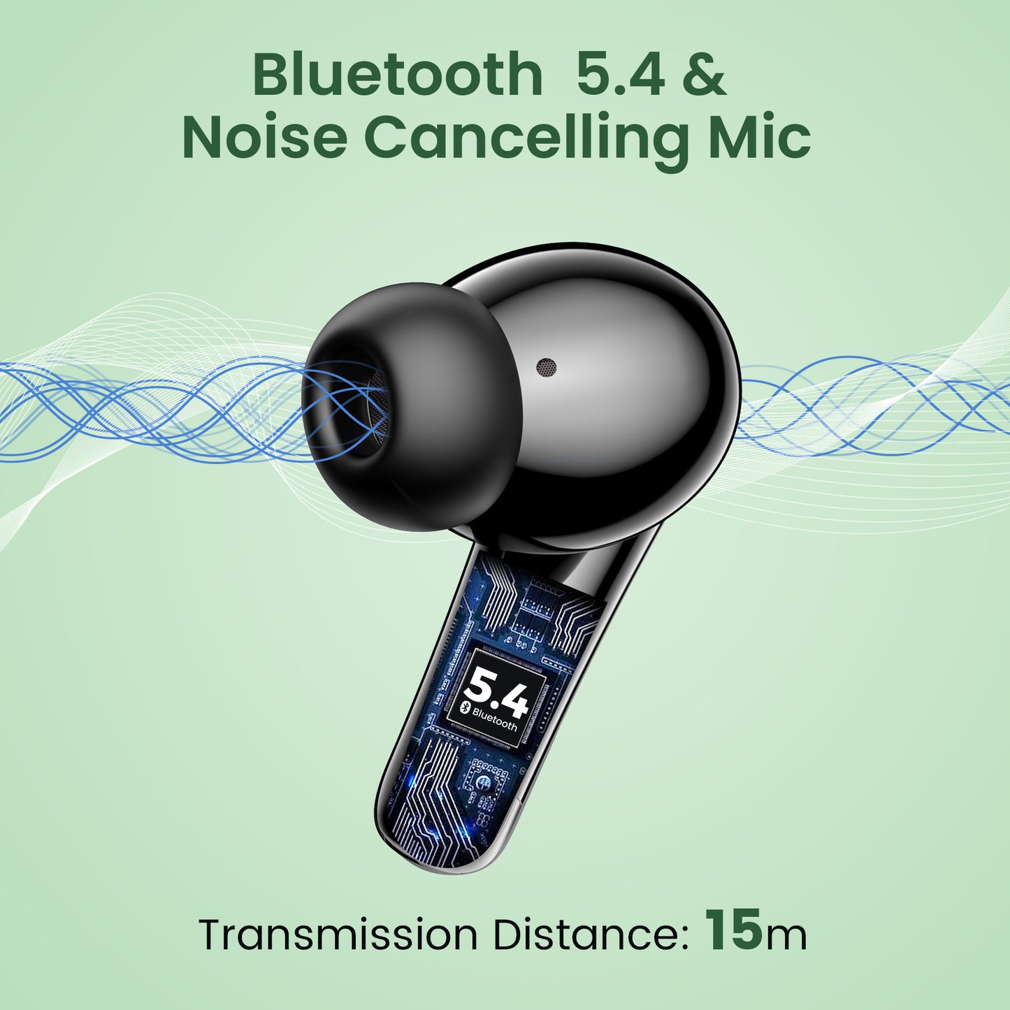 VEAT00L P91 Wireless Earbuds, Bluetooth Headphones V5.4 Stereo Ear buds with Noise Cancelling Mics, 60H Playback Mini Case with Dual LED Display, IP7 Waterproof in-Ear Earphones for Android iOS