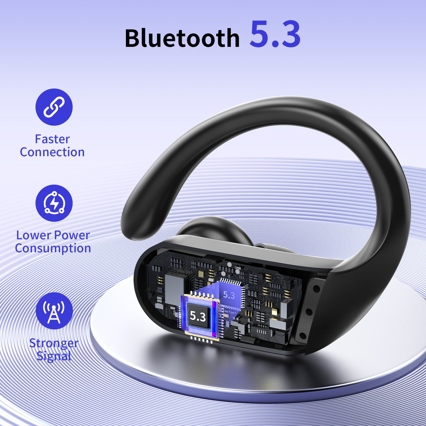 Bluetooth Headphones Wireless Earbuds 96Hrs Playback Sport Ear Buds with Earhook LED Display Charging Case IPX7 Waterproof Earbud Deep Bass Running Earphones for iOS Android Cellphone
