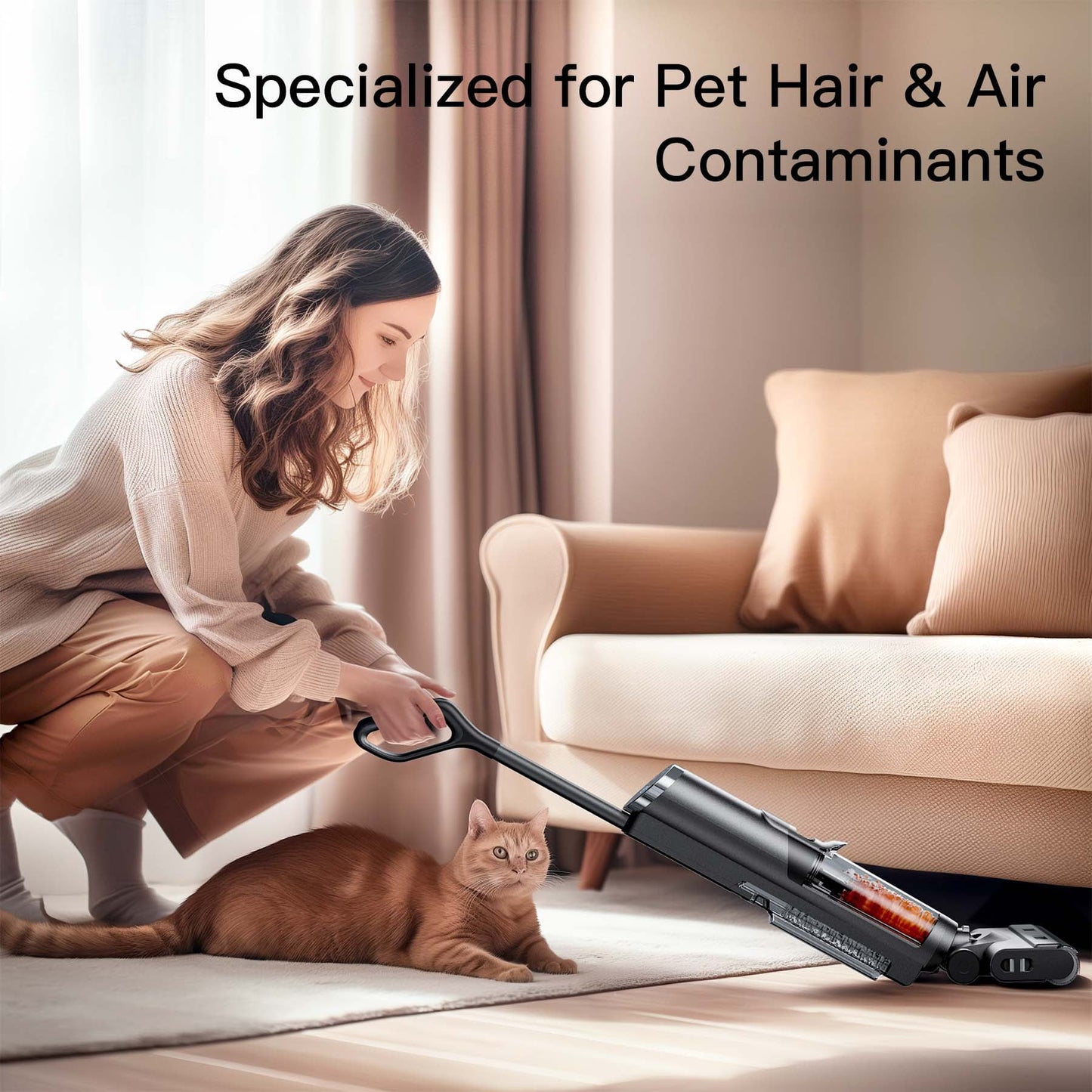 VEAT00L Cordless Wet Dry One Hard Floor Cleaner with Charging Base, Self-Cleaning with 25Kpa Powerful Suction, Great for Pet Hair and Sticky Messes, 30min Runtime, LCD Display, Voice Prompt