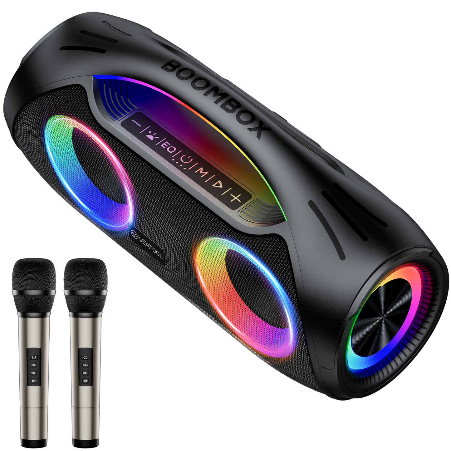 VEAT00L X2 Karaoke Machine with Two Wireless Microphones 40W Portable Karaoke System for Adult/Kid,PA System with Music Sync LED Lights 5000mAh Battery for Party Gifts Instrument Play