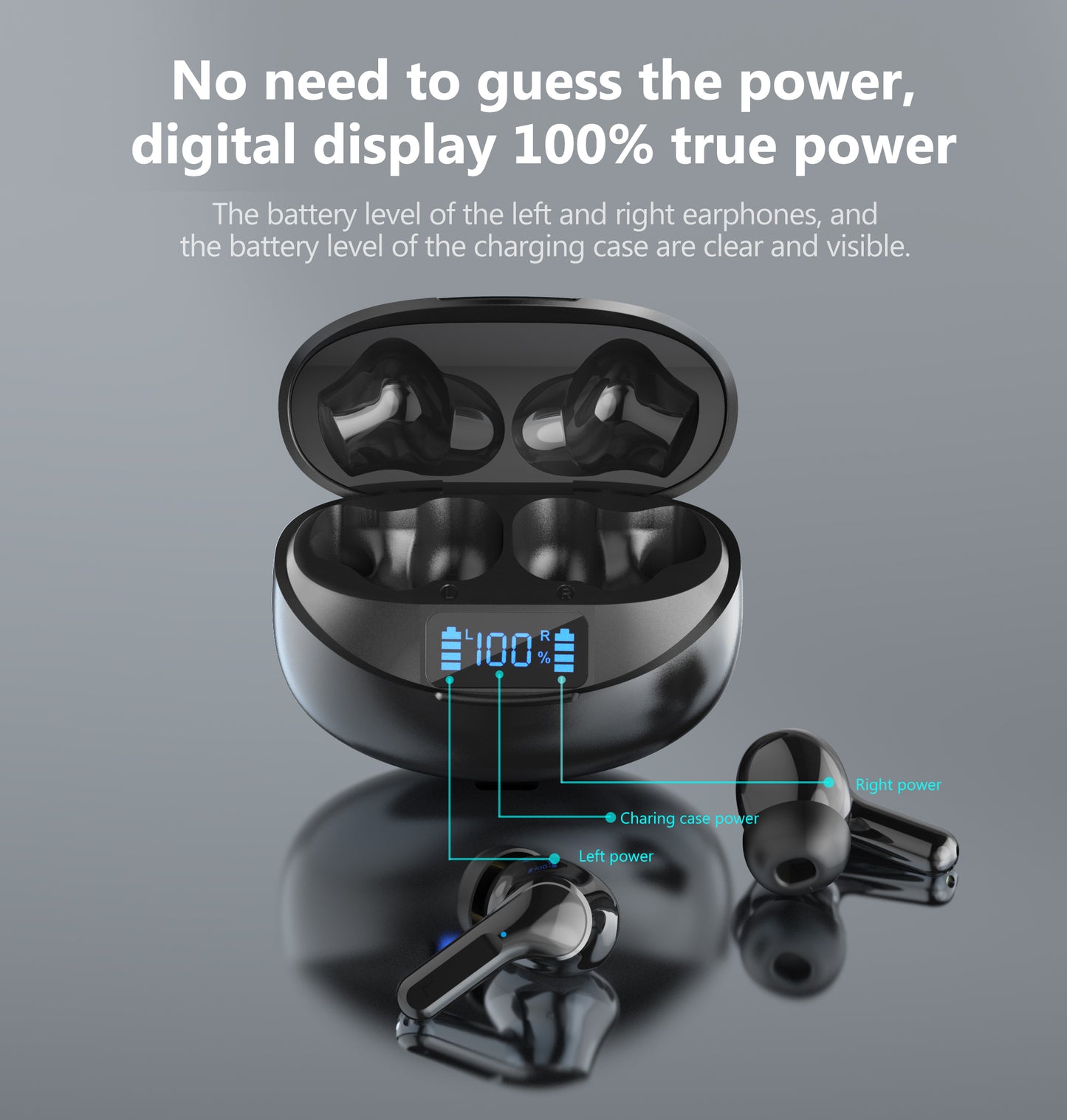 Wireless Earbuds, Bluetooth Headset with Microphone Touch Control , Bluetooth Headphones with Wireless Charging Case & LED Power Display, High-Fidelity Stereo Earphones for Sports and Work