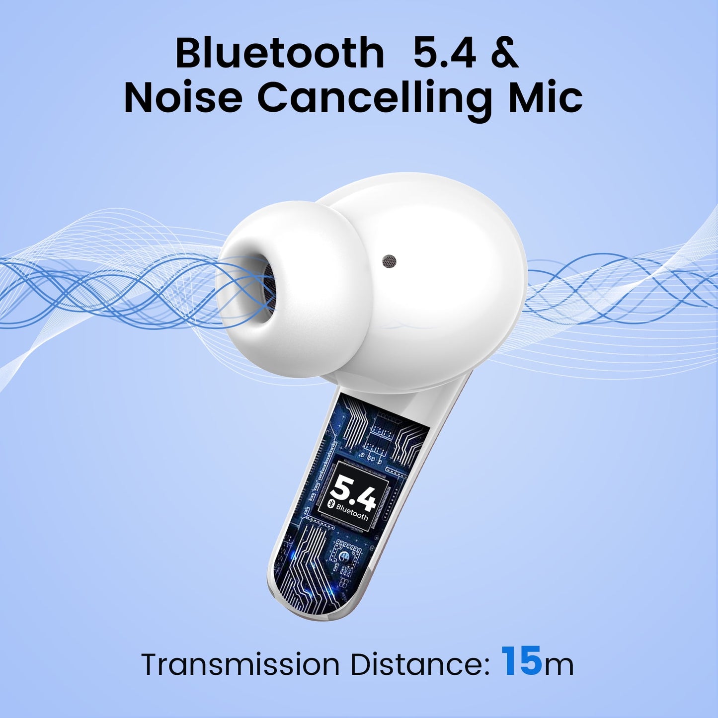 VEAT00L P91 Wireless Earbuds, Bluetooth Headphones V5.4 Stereo Ear buds with Noise Cancelling Mics, 60H Playback Mini Case with Dual LED Display, IP7 Waterproof in-Ear Earphones for Android iOS