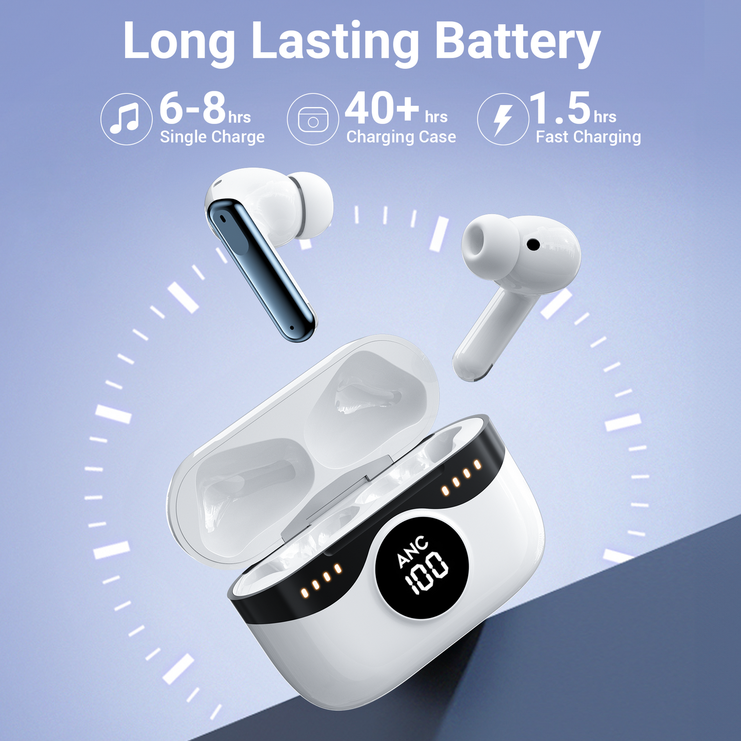 VEAT00L P94 Pro Wireless Bluetooth Headset Sensory Noise Cancellation ANC+ENC Bluetooth 5.4 with LED Digital Display 46H Playback IPX7 Water Resistant