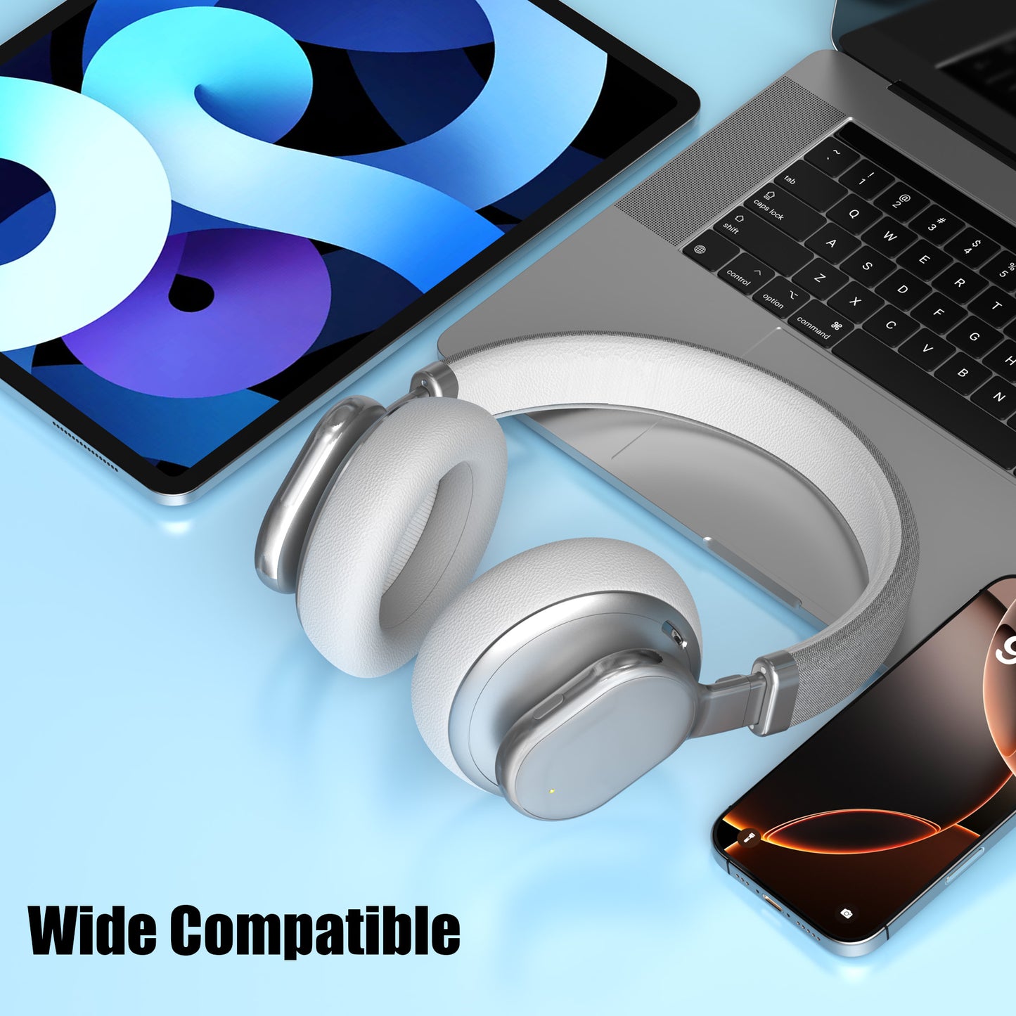 VEATOOL T1 Bluetooth Headphones Over Ear,72H Playtime, Wireless Headphones with Microphone,Hi-Res Audio Foldable Lightweight Headset, Deep Bass, Memory Foam Ear Cups,Home,Travel, Office Silver