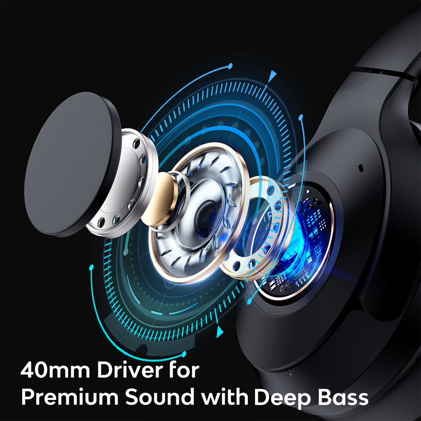 Wireless Over Ear Bluetooth Headphones, Active Noise Cancelling, HiFi Stereo Sound for Travel Work Laptop PC Cellphone