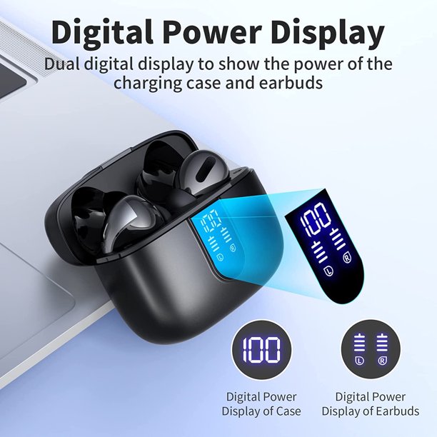 Wireless Earbuds Bluetooth Headphones 48hrs Play Back Sport Earphones with LED Display Over-Ear Buds with Earhooks Built-in Mic Headset for Workout