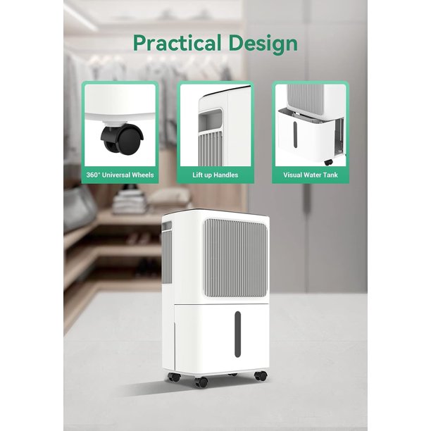 30 Pint Dehumidifiers for Home with Drain Hose, KDMLR 2,500 Sq.Ft Dehumidifier for Basement, Large Room, Bathroom, Three Operation Modes, Intelligent Humidity Control, Dry Clothes, 24HR Timer