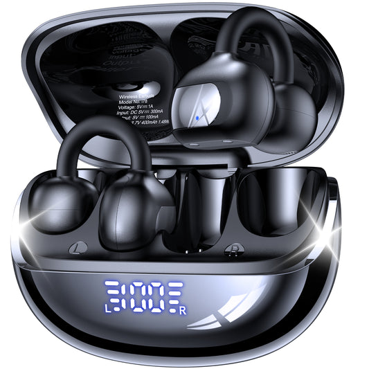 Open Ear Earbuds, Wireless Earbuds, Air Conduction Headphones Bluetooth 5.4,Clip on Headphones with Mic 60H Playtime,Light Weight, ENC Clear Calls, 3D Soundstage,IPX7 Waterproof for Running/Workout