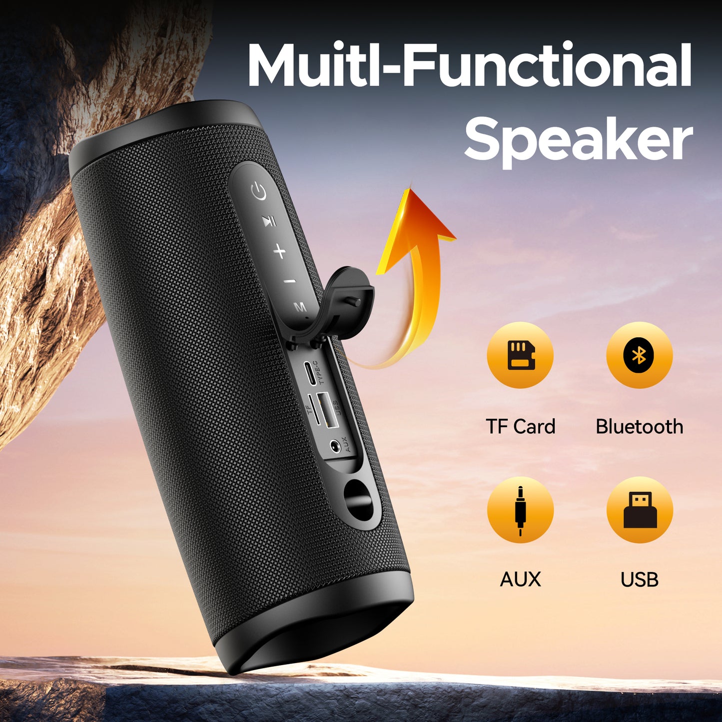 VEAT00L Bluetooth speaker,Portable Bluetooth Speaker Waterproof Wireless Speaker, Dual Pairing, 360° Stereo Sound for Home/Party/Outdoor/Beach, Electronic Gadgets, Birthday Gift (Black)