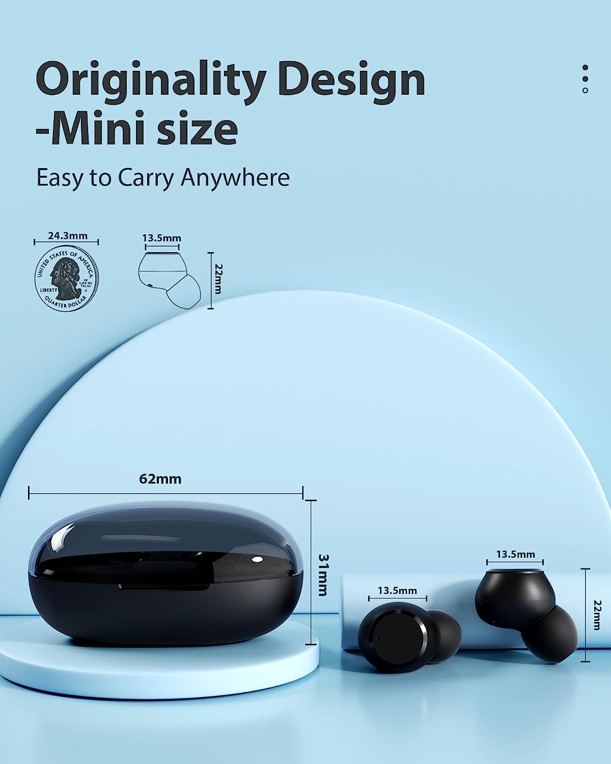 T62 Bluetooth 5.3 Wireless Bluetooth Earbuds - Hybrid Active Noise Cancelling ENC in-Ear Headphones with Wireless Charging Case for Music and Calls - Superior Sound Quality and Comfort