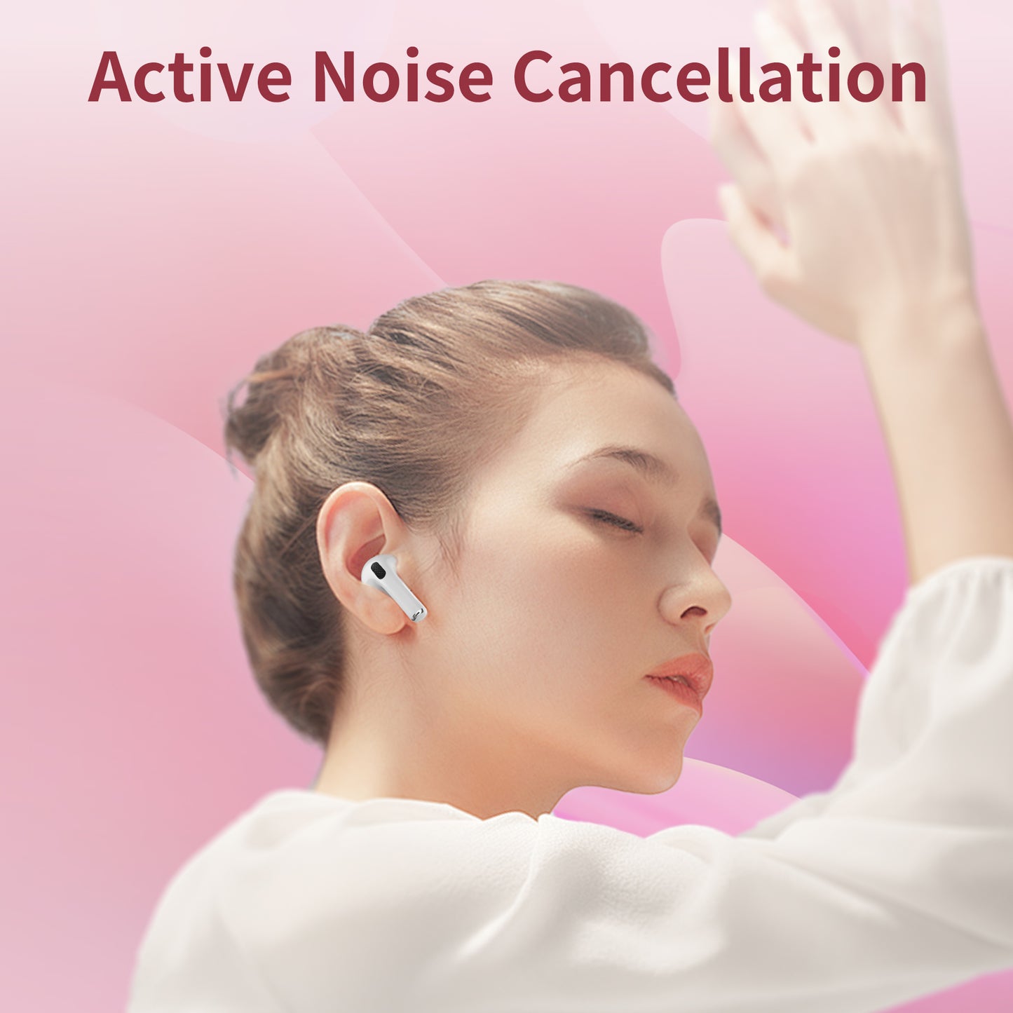 Wireless Bluetooth Touchscreen Earbuds,75H Bass Stereo Ear Buds with 6 EQ Modes,Multifunction LED Full Color Touchscreen Wireless Earphones with ENC Mic,ANC Noise Cancelling/Transparency Mode