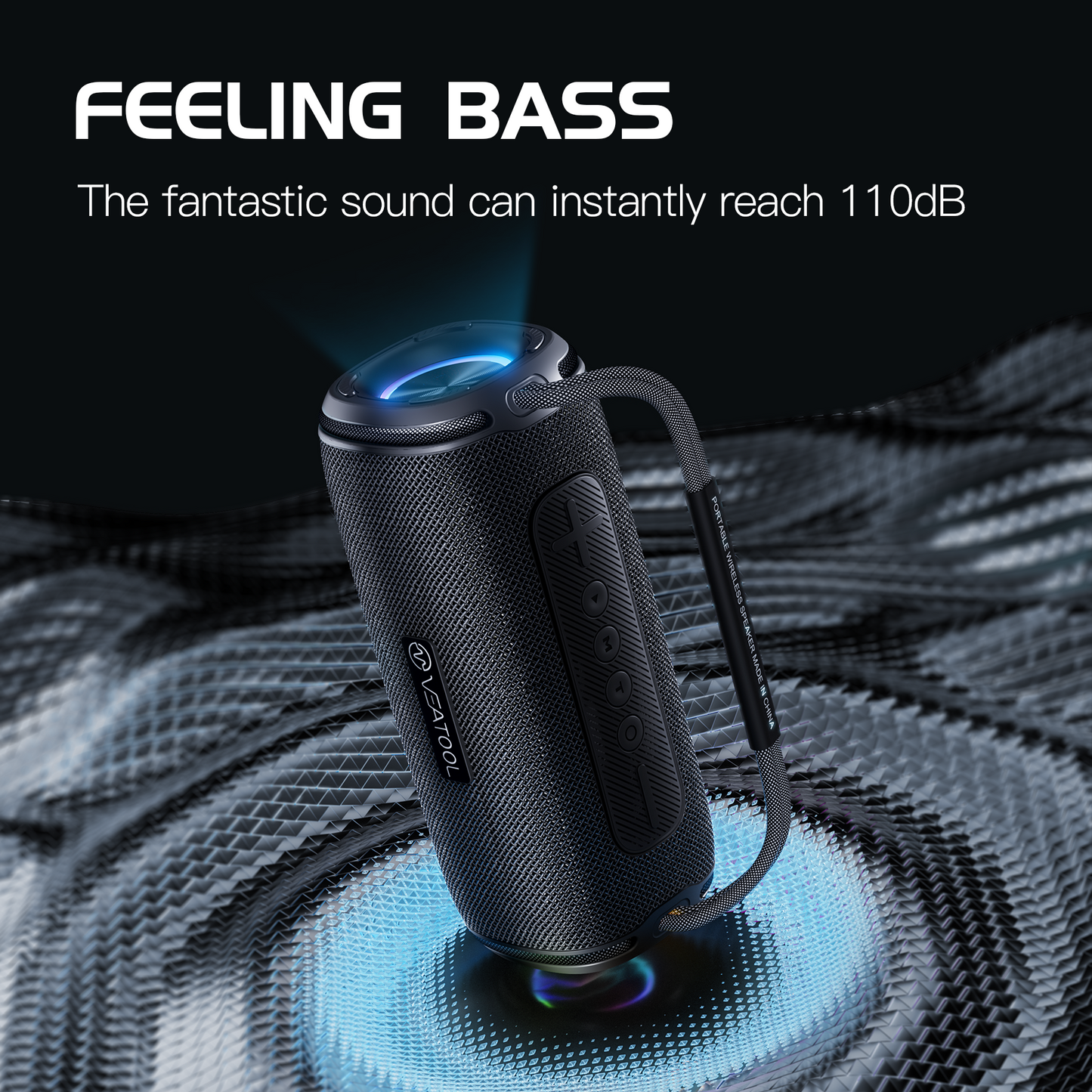 Bluetooth Speaker, 8H Playtime Portable Home Wireless Bluetooth 5.3 Speaker with Stereo Bass, IPX7 Waterproof Portable Bluetooth Speake with Colorful Flashing Lights