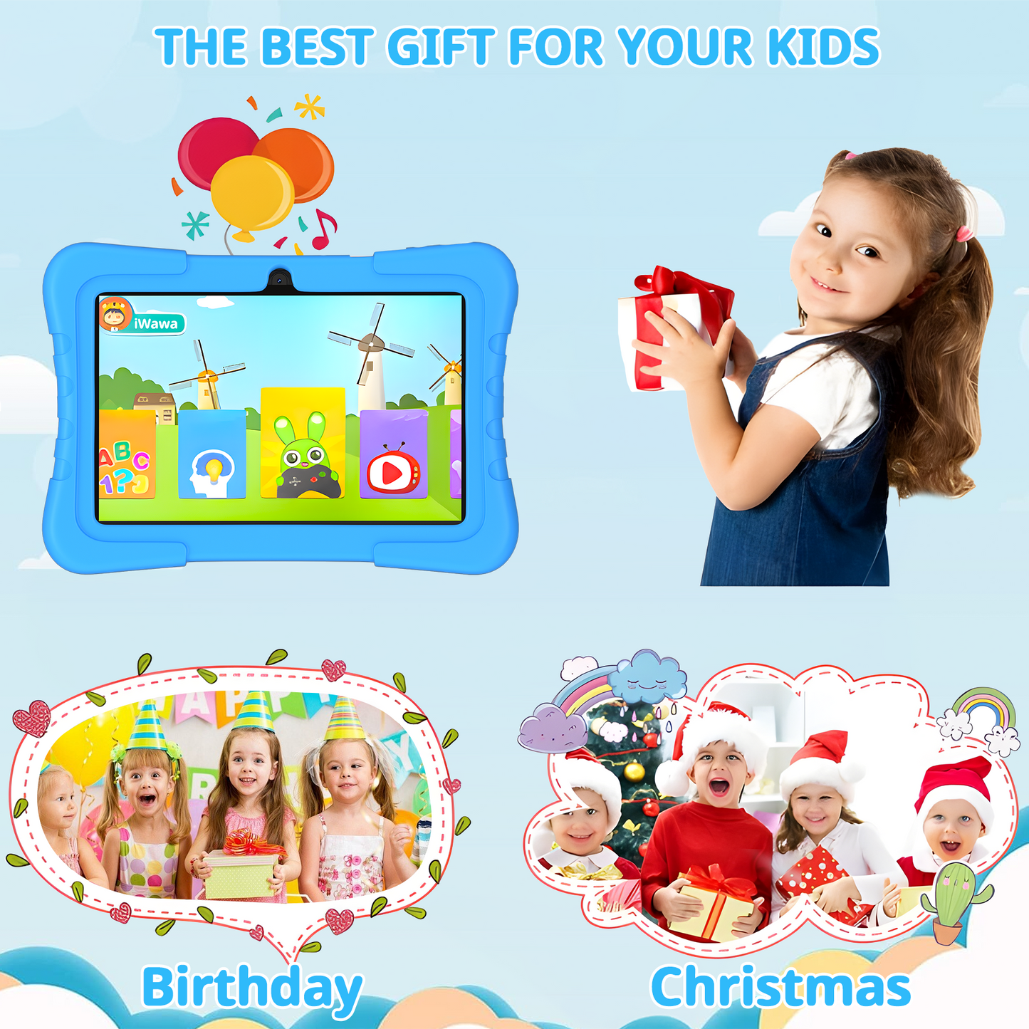 OKE Kids Tablet 11 Inch Tablet for Kids Android 14 Toddler Tablet 8GB RAM 64GB ROM Octa-Core Fast-Charging Battery Toddler Tablet with EVA Case, YouTube, WiFi 6, Parental Control, GMS