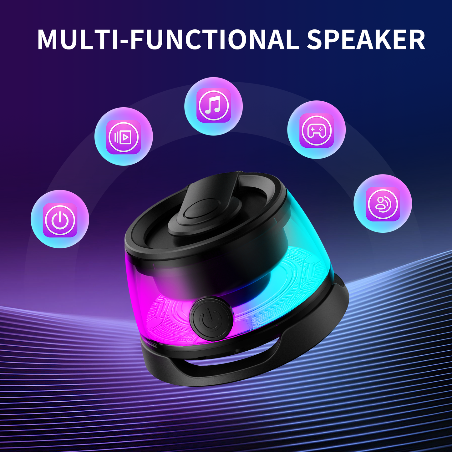 Bluetooth Speakers,Portable Wireless Speaker with 5W Stereo Sound, LED Colorful Lights,Magnetic base,Portable Speaker for Home Game Party Beach Camping