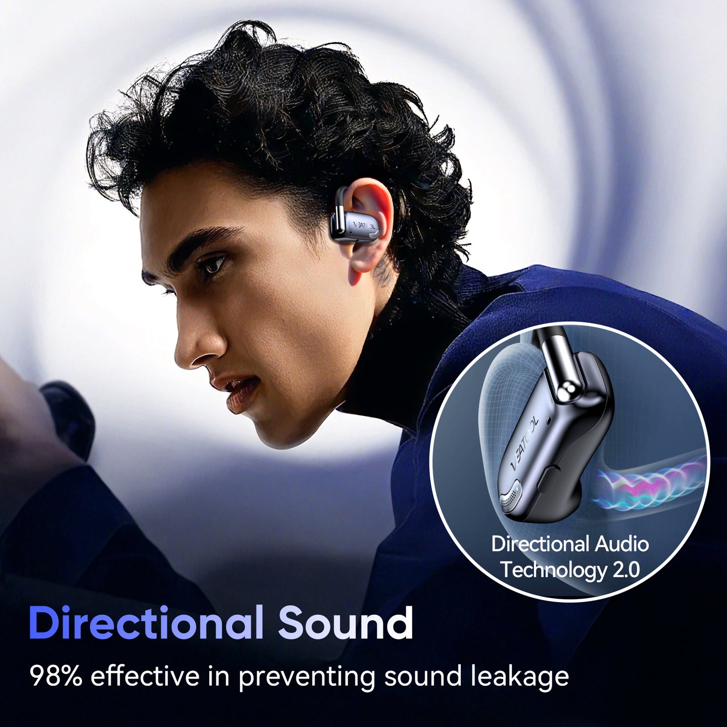 VEAT00L T26 Open Ear Earbuds, Bluetooth 5.4 Wireless Headphone,Lightweight,Air Conduction Earphones,Powerful Sound,ENC Mic Clear Call,Wireless Earbuds with Ear Hooks,IPX7,56H Playtime,Running,Workout