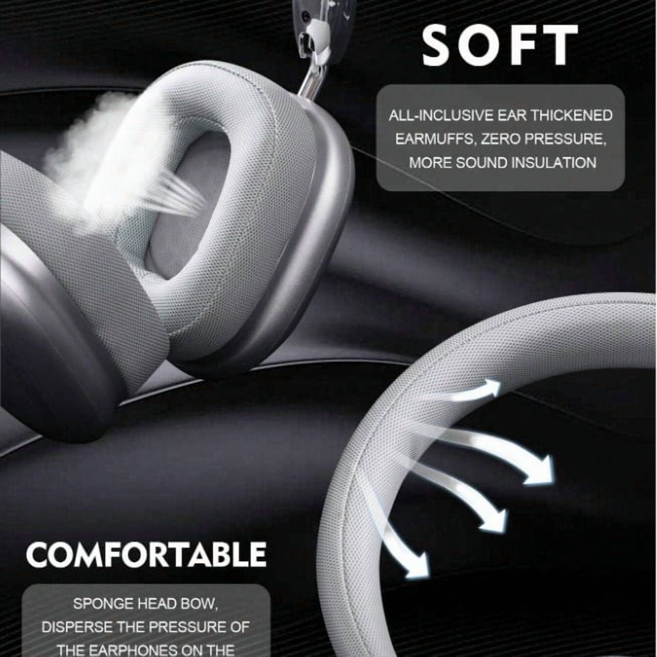 Hybrid Active Noise Cancelling Headphones,-50dB Wireless Bluetooth Headphones with Hi-Res Audio,120H Playtime Over Ear Bluetooth Headphones with 6 ENC Clear Mic