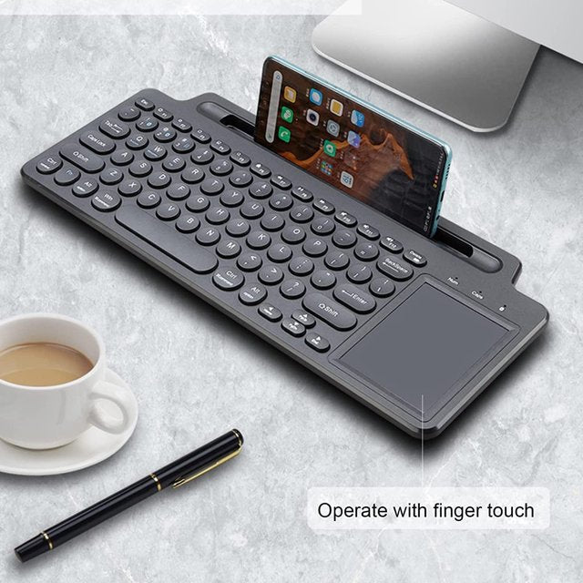 Bluetooth Keyboard, Dual Mode (BT 5.3+2.4G) Wireless Keyboard with Touchpad Computer Keyboard for Windows PC Laptop iPad Smartphone Tablet Android Mac, Black