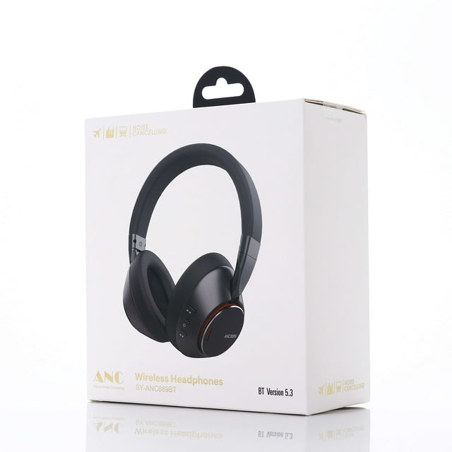 Occiam Hybrid Active Noise Cancelling Headphones, Wireless Over Ear Bluetooth Headphones, 10H Playtime, Hi-Res Audio, Deep Bass, Memory Foam Ear Cups, for Travel, Home Office