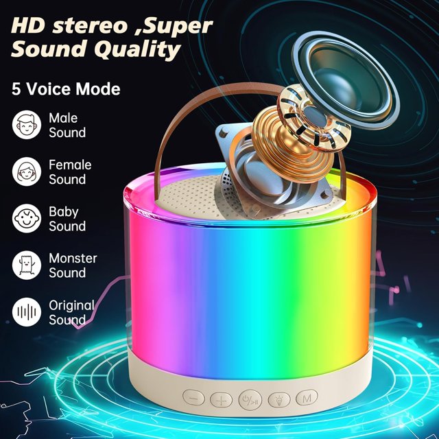 XANLUOER Mini Karaoke Machine for Kids,Portable Bluetooth Speaker with 2 Wireless Microphones,Ideal Musical Present for Children,Great Birthday Present for 4, 5, 6, 7, 8+ Years Old Girls&Boys(Beige)