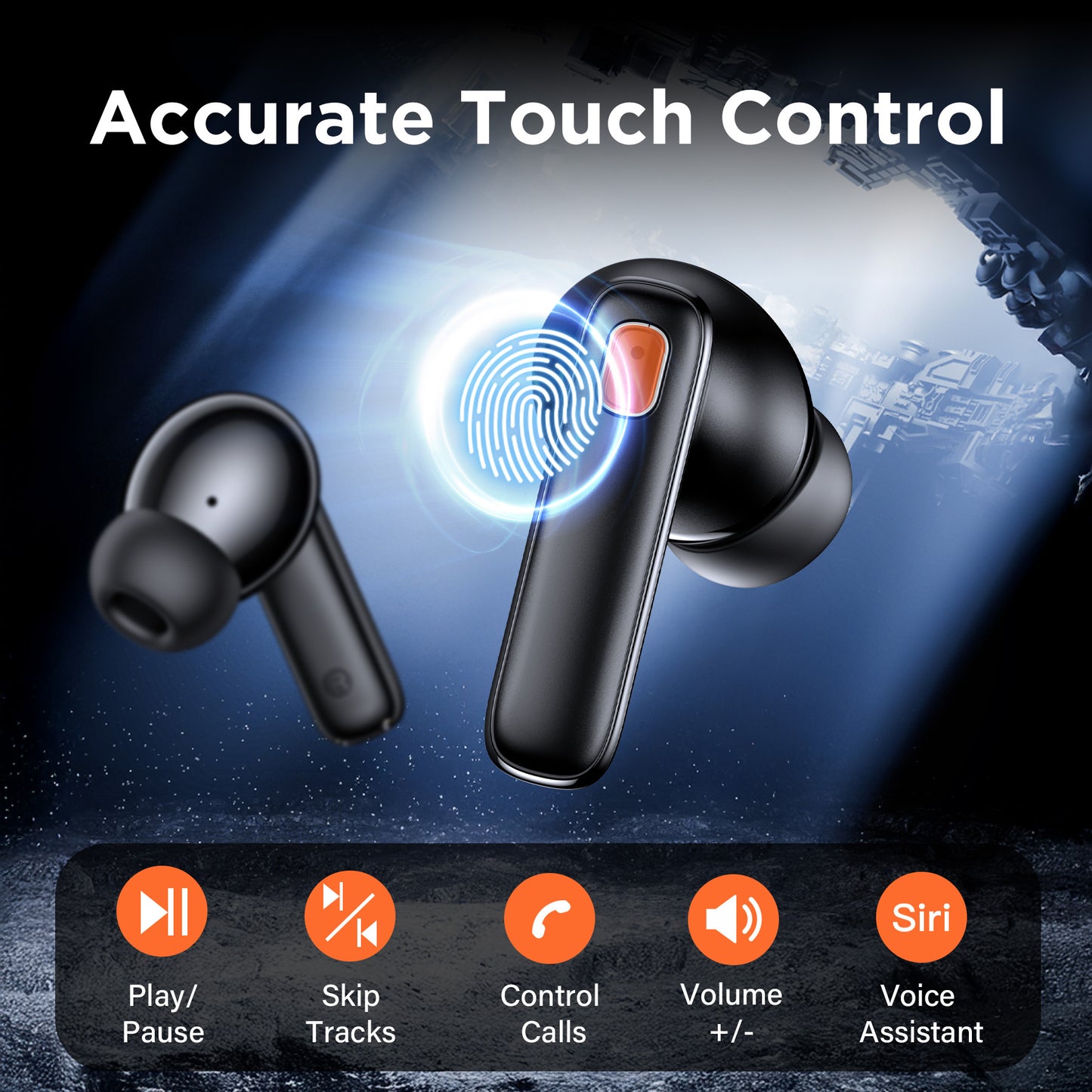 VEAT00L A11 Wireless Earbuds, Bluetooth 5.4 Earbuds Hi-Fi Stereo Bass 68H Playback LED Power Display Earphones with Mic IPX7 Waterproof in-Ear Earphones for TV Smart Phone Laptop Computer Sports