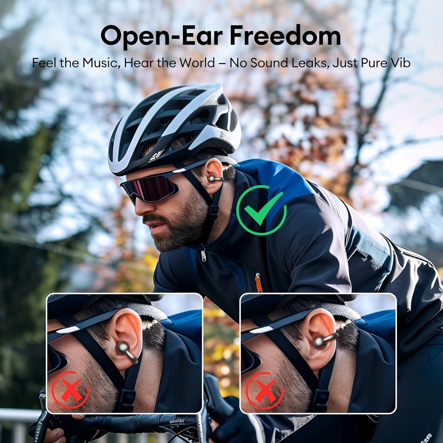 VEATo0L Open Ear Clip-On Earbuds, LCD Touch Screen,Bluetooth 5.4 Sports Earphones,ENC Call Noise Cancelling Earphones with Mic,Ear Clip Earbuds,Bass Boost,IPX7 Waterproof,60H Playtime,Lightweight