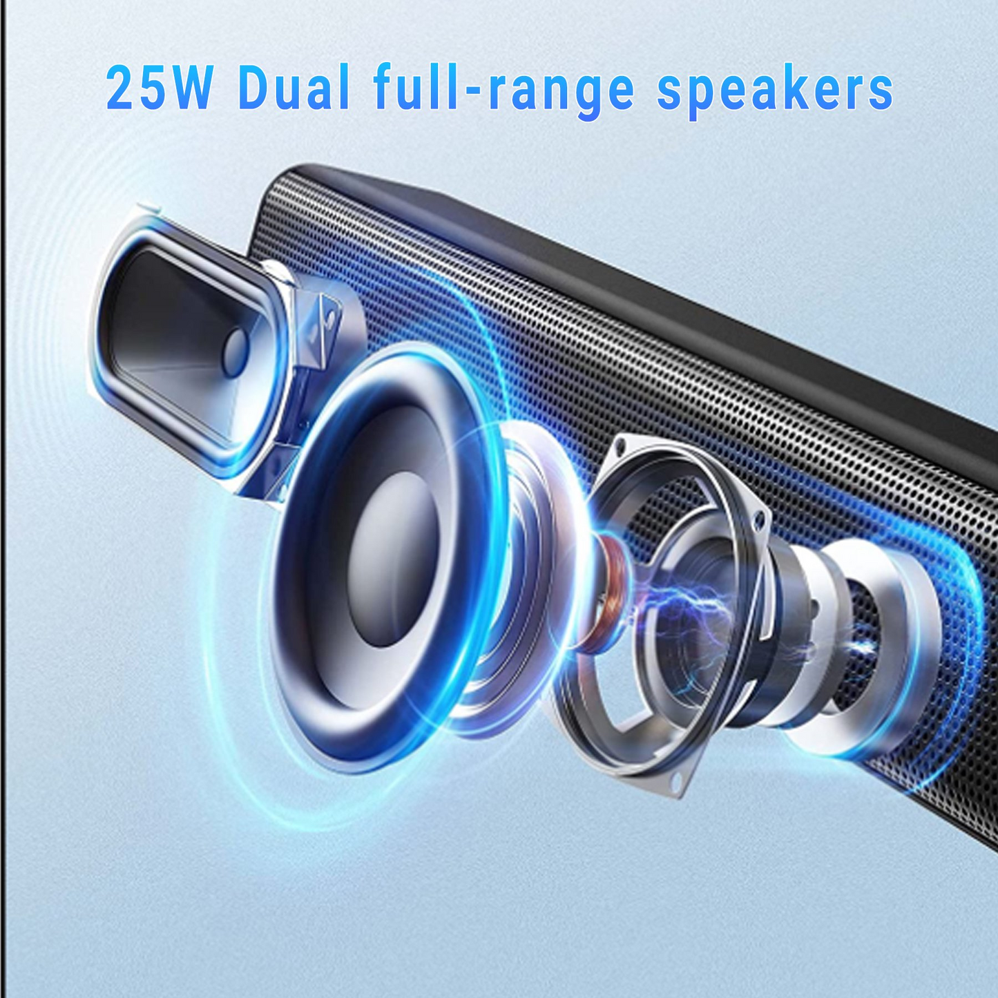 Veatool S10 TV Soundbar, 40Watts-16 Inches Small Bluetooth Sound Bar with Optical, AUX and USB Input