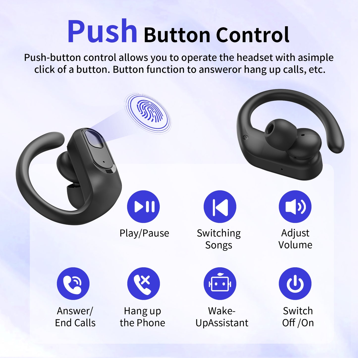 Bluetooth Headphones Wireless Earbuds 96Hrs Playback Sport Ear Buds with Earhook LED Display Charging Case IPX7 Waterproof Earbud Deep Bass Running Earphones for iOS Android Cellphone