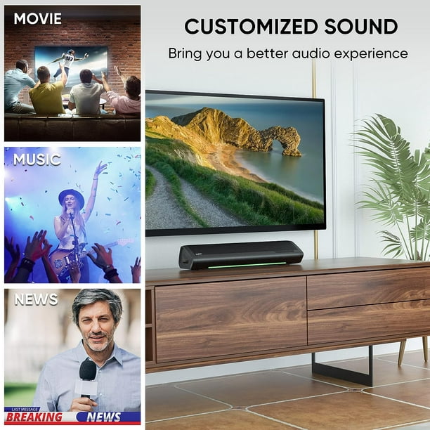 KDMLR Sound Bars for TV, with Bluetooth,Optical, AUX Inputs, 17-Inch Small Speakers with Visual Volume Adjustment & Wall Mountable