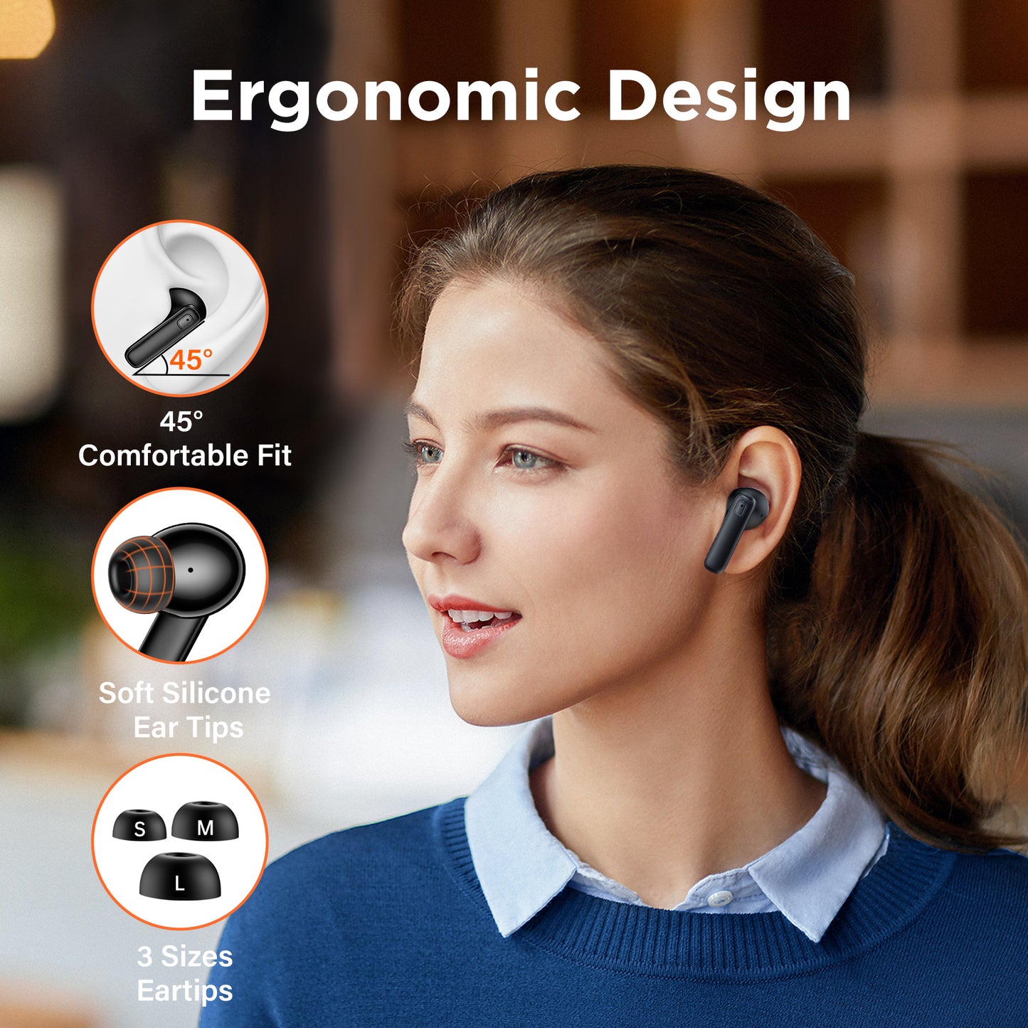 VEAT00L A11 Wireless Earbuds, Bluetooth 5.4 Earbuds Hi-Fi Stereo Bass 68H Playback LED Power Display Earphones with Mic IPX7 Waterproof in-Ear Earphones for TV Smart Phone Laptop Computer Sports