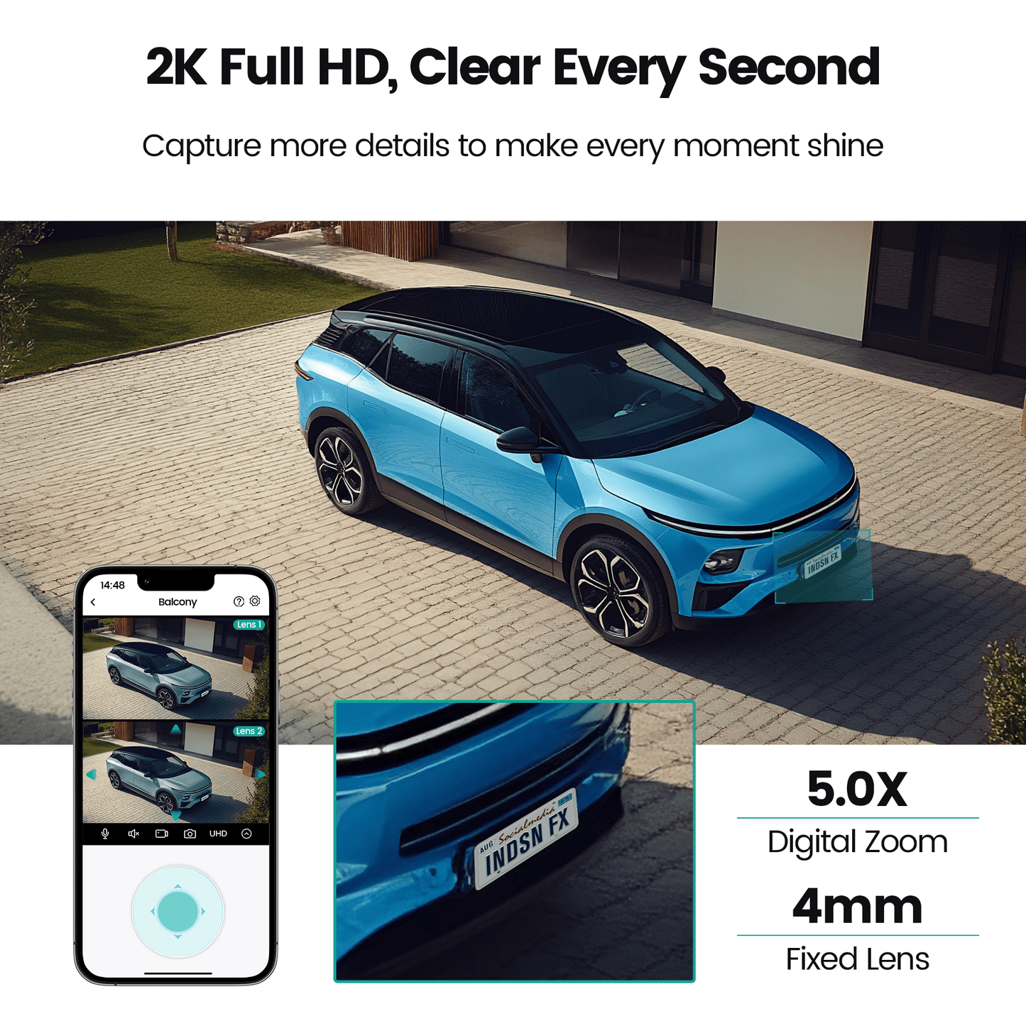 Losei Home Security 4K 8MP Outdoor Night Vision, Motion Detection,IP66 Weatherproof, Two-Way Audio Camera, Gray