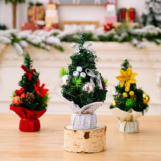 9.8in Mini Artificial Christmas Tree, Christmas Decoration for Table and Desk Tops Small Christmas Pine Tree, Perfect Tabletop Xmas Decoration for Your Home and Office
