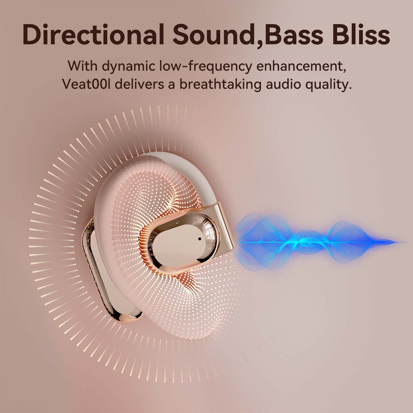 VEATOOL Wireless Earbuds Open Ear Headphone Sport, Bluetooth 5.4 Earbud, 50Hrs Earphone with Earhook, Noise Cancelling Mic,Light Weight Comfortable Fit,Suitable for Running,Workouts