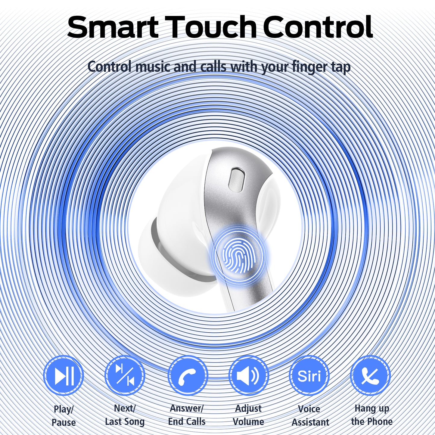 VEAT00L Bluetooth Headphone True Wireless Earbuds 60H Playback LED Power Display Earphones with Wireless Charging Case IPX5 Waterproof in-Ear Earbuds with Mic for TV Smart Phone Computer Laptop Sports