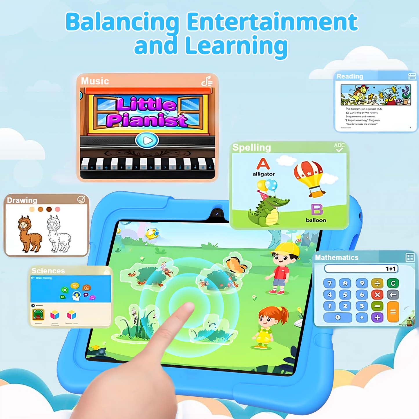 OKE Kids Tablet 11 Inch Tablet for Kids Android 14 Toddler Tablet 8GB RAM 64GB ROM Octa-Core Fast-Charging Battery Toddler Tablet with EVA Case, YouTube, WiFi 6, Parental Control, GMS