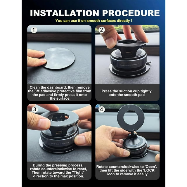Upgraded 360° Vacuum Magnetic Phone Holder, Magnetic Car Phone Mount, Hands-Free Suction Cup Phone Holder for Car/Gym/Mirror/Shower, Car Mount Compatible with iPhone 16 Pro Max/Android