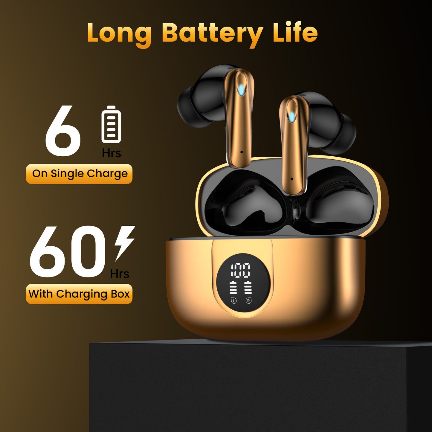 VEAT00L P91 Wireless Earbuds, Bluetooth Headphones V5.4 Stereo Ear buds with Noise Cancelling Mics, 60H Playback Mini Case with Dual LED Display, IP7 Waterproof in-Ear Earphones for Android iOS