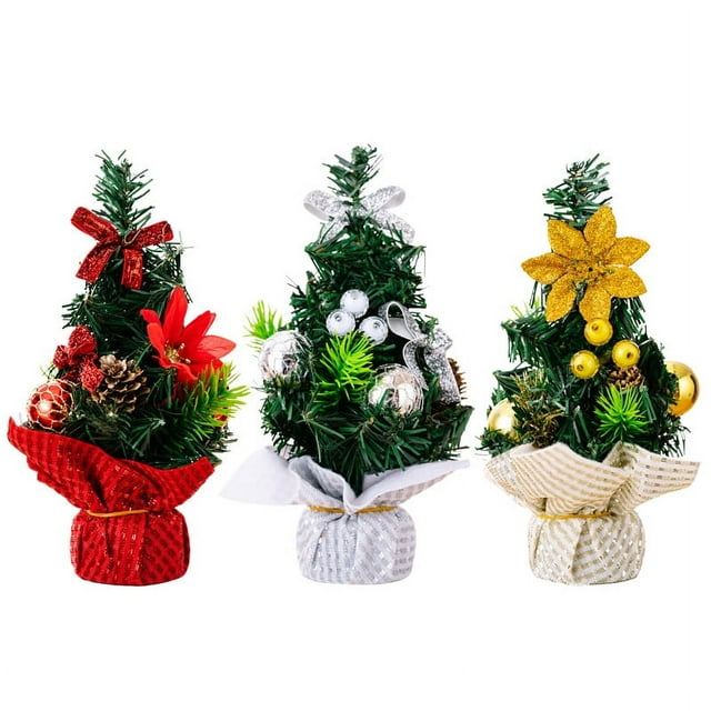 9.8in Mini Artificial Christmas Tree, Christmas Decoration for Table and Desk Tops Small Christmas Pine Tree, Perfect Tabletop Xmas Decoration for Your Home and Office