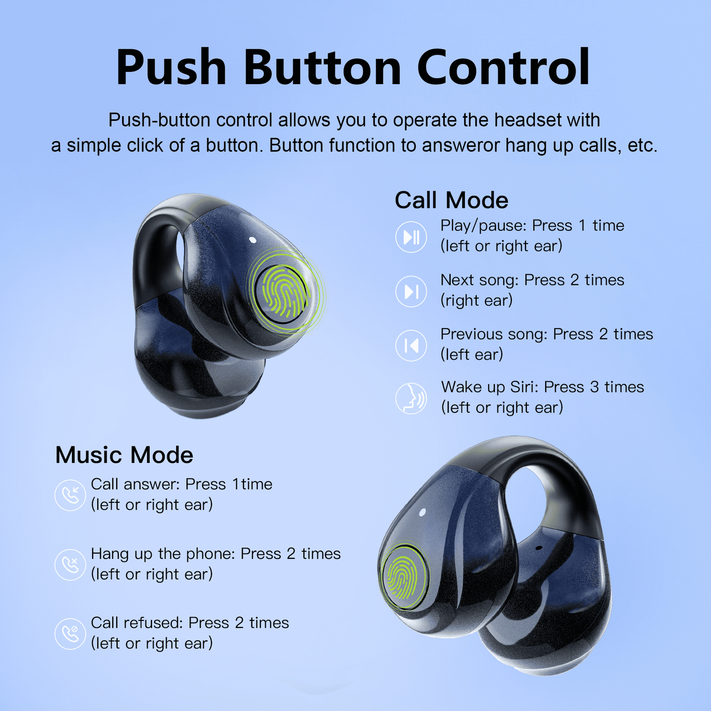 VEAT00L Open-Ear Headphones, Wireless Clip On Earbuds with Digital Display Charging Case 68 Hours Playtime, Lightweight Comfort, Stable Fit, Open-Ear Safety Design for Active and Office Use